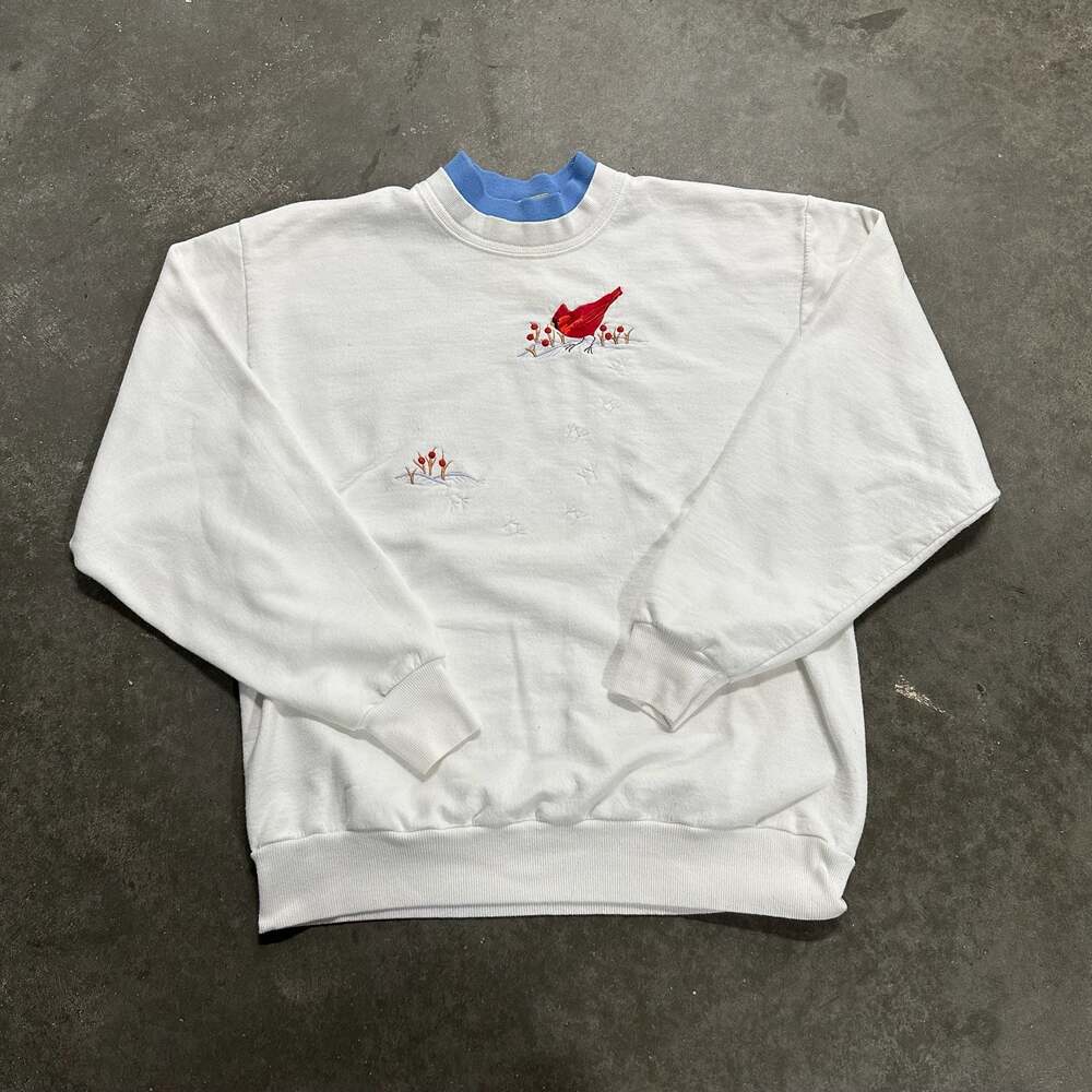Vintage Top Stitch By Morning Sun Cardinal Bird Embroidered Sweatshirt
